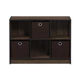 Furinno Basic 3x2 Cube Storage Bookcase Organizer with Bins, Columbia Walnut/Dark Brown Furinno
