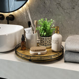 Lazy Susan Turntable Organizer for Table Top, 13’’ Round Wooden Lazy Susan for Cabinet Kitchen Countertop Pantry Dining Coffee Table for Condiments Spices, Rustic Bathroom Vanity Tray for Soap Candle HGF