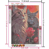 Amz Camel DIY 5D Diamond Art Kits for Adults, 30x40cm Two Cats with Roses Crystal Bead Painting, Modern Artwork for Relaxation and Gift Giving Amz Camel