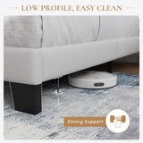 SHA CERLIN King Platform Bed Frame with Velvet Upholstered Headboard, Mattress Foundation with Strong Wooden Slats Support, No Box Spring Needed, White SHA CERLIN