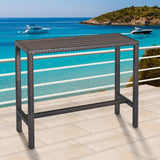 Outdoor Bar Table Patio Counter Height Table 45" Long Wicker High Top Pub Table Tall Console Table Rectangle Narrow with Adjustable Feet for Hot Tub Balcony Garden Outside Pool Deck Backyard Brown Patio Novagarden
