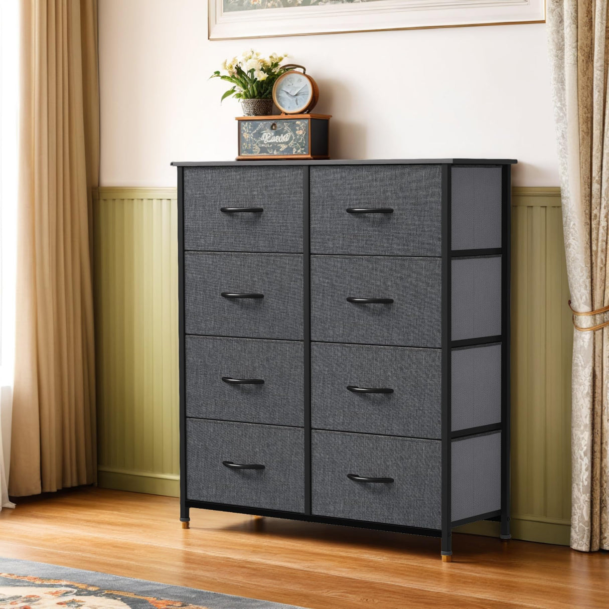 DWVO Dresser for Bedroom, Tall Dresser, Fabric Dresser with 8 Drawers, Double Dresser, Chest of Drawers for Closet, Living Room DWVO