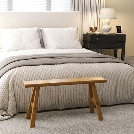 ANQILEE Wood Bench Vintage Noodle Bench Small Wooden Bench for Bedroom Entryway Handmade Solid Wood Decorative Bench 2-3ps Kitchen & Dining Room Benches ANQILEE