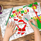 Disposable Santa Place Mats for Kids, 12 Pack - 17'x 11' Paper Table Mat Sheets for Merry Christmas School Party Decorations Gatherfun