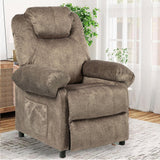 KCREAM Massage Recliner Chair with Heat,Overstuffed Fabric Recliner Chairs with Heating,Small Recliner for Living Room Bedroom, Manual Reclining Single Sofa Recliners Lounge Chair for Adult,Brown KCREAM