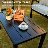 NATURAL EXPRESSIONS Outdoor Patio Furniture 4 Pieces Set, Modern Patio Conversation Sets, Outdoor Sectional Metal Sofa with 5.5 Inch Cushion and Coffee Table for Balcony, Garden NATURAL EXPRESSIONS