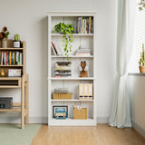 Shahoo 72" Bookcase and Bookshelf, 5-Tier Wood Bookcases with Shelves, Tall Floor Standing Book Shelf Storage Cabinet Home Decor Furniture for Living Room, Home Office 1 Pcs, White Shahoo