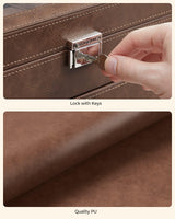 SONGMICS 12-Slot Watch Box, Lockable Watch Case with Glass Lid, 2 Layers, with 1 Drawer for Rings, Bracelets, Gift Idea, Brown Synthetic Leather, Brown Lining UJWB012K01 SONGMICS