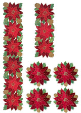 KEVA Holiday Christmas Table Runner 72 inches Long, Embroidered Red Velvet Poinsettia Cutwork Christmas Table Decorations for Home and Kitchen, Red Table Runner 13 Inch x 72Inch KEVA
