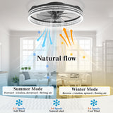 DIAMONDFORGE Smart Ceiling Fans with Lights Remote - WiFi Alexa 20'' Flush Mount Low Profile Modern Ceiling Fans for Bedroom -Stepless Color Temperature and 6 Speeds - Crystal Stripe DIAMONDFORGE