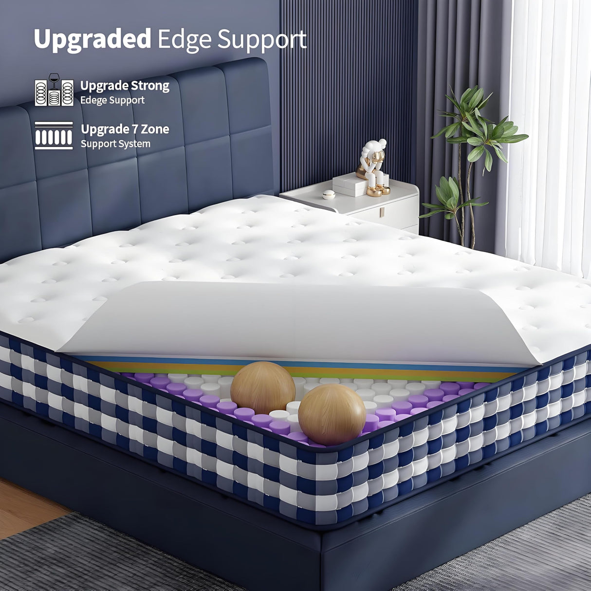 King Mattresses 10 Inch Motion Isolation Hybrid Mattress King Size Cooling Gel Memory Foam Bed Mattresses with Medium Firm Mattress,Pressure Relief, CertiPUR-US Certified Colchones KOW