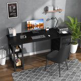 Lufeiya Gaming Desk with 4 Fabric Drawers & Storage Shelves, 63 inch Computer Writing Work Study Desk for Home Office Bedroom, Modern Simple Student PC Desks Table, Black Lufeiya