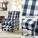 Upholstered Wingback Recliner Chair, Traditional Push Back Recliner Sofa, Mid Century Modern Lounge Armchair for Living Room, Home Theater Accent Chairs Recliners Couches (Navy) TINA'S HOME