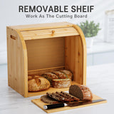 Merysen 2 Tier Bamboo Bread Box for Kitchen Countertop–Bread Storage Holder, Large Capacity Bread Storage Container, with Removable Layer for Home Storage and Display (Self-assembly) Merysen