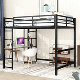 Bellemave Black Metal Loft Bed with Desk and Storage Shelves for Kids and Teens Bellemave