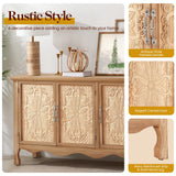 RoyalCraft Sideboard Buffet Cabinet with Storage,49'' Solid Wood Farmhouse Sideboard Credenza Accent Cabinet with 3 Carved Doors, TV Console Table for Entryway, Livng Room, Kitchen, Natural RoyalCraft