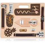 Montessori Busy Board for Toddlers, Wooden Sensory Toys, Preschool Learning Activities for Fine Motor Skills Travel Toy, Basic Life Skills Educational Gifts for 1, 2, 3 Years Old Kids Boys Girls ABERLLS