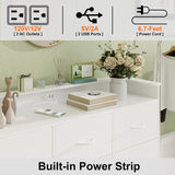 Welfuturer White Dresser with LED Lights and Charging Station for Bedroom 12 Drawers Dressers & Chest of Drawers Tall Dressers for Hallway Entryway Closets Living Rom Sturdy Steel Frame Wood Top Welfuturer