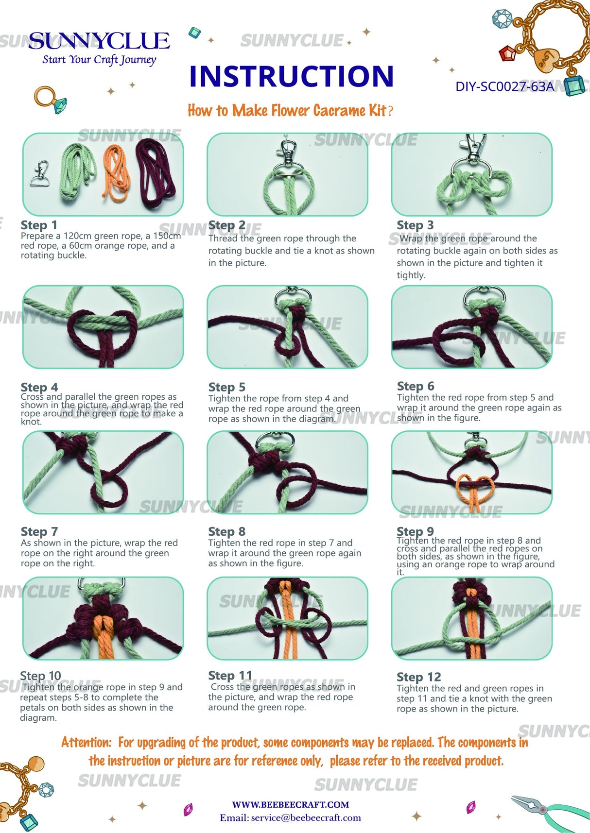 SUNNYCLUE 6 Sets Keychain Making Kits Macrame Keychain Kit Daisy Flower Keychain with Instruction Boho Tassel Keychains Flowers Macrame Kits for Beginners Adults Handbags DIY Hanging Ornament Decor SUNNYCLUE