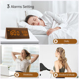 JALL Digital Alarm Clock, with Wooden Electronic LED Time Display, 3 Alarm Settings, Humidity & Temperature Detect, Wood Made Electric Clocks for Bedroom, Bedside (Brown) JALL