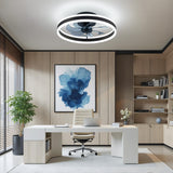 KDG 15.8" Low Profile LED Ceiling Fans with Light, Reversible Flush Mount with Remote and 6 Winds Speeds Fan Lighting, 3 Colors Dimmable for Bedroom, Living Room, Kids, Dinning Room, Kitchen (Black) KDG