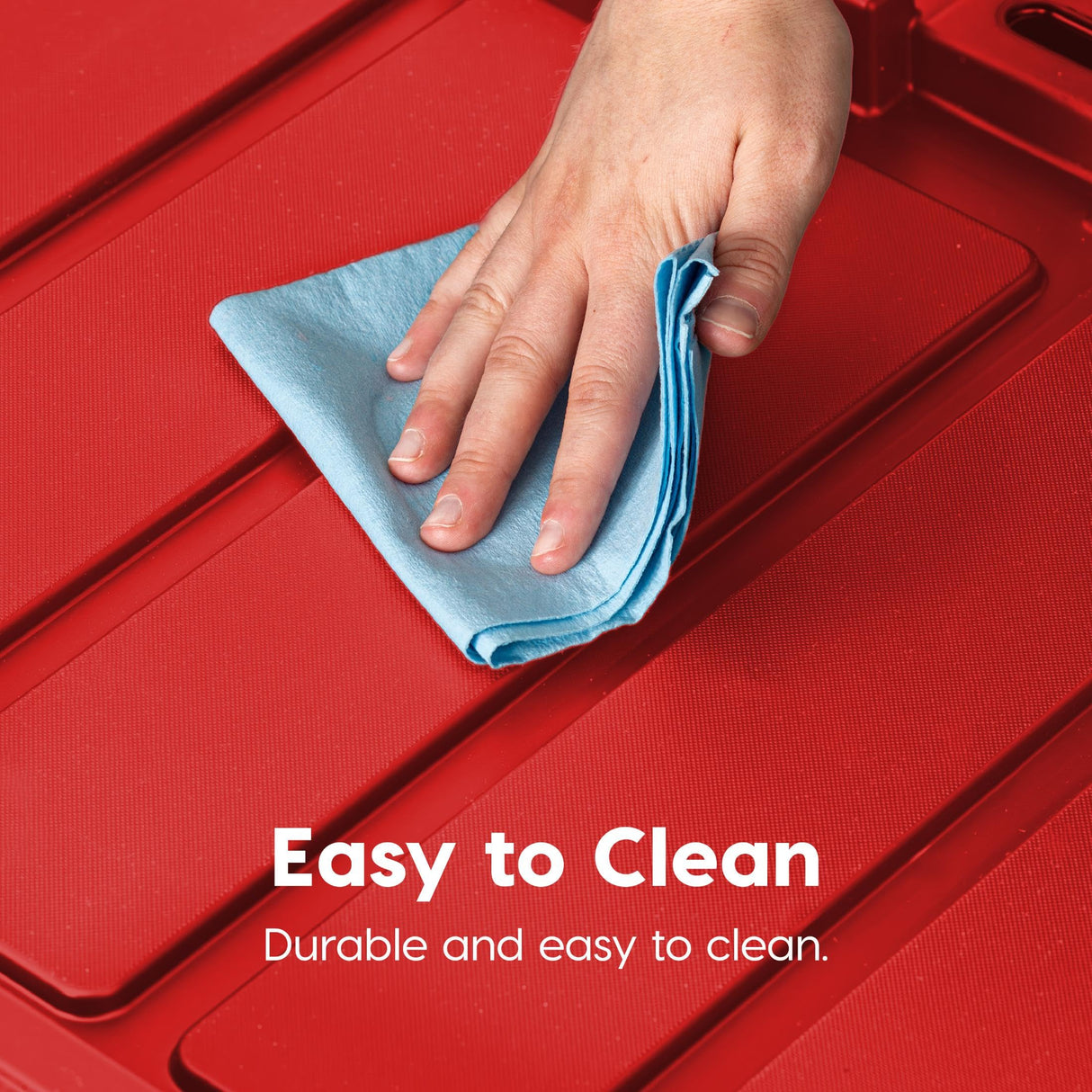 IRIS USA 27 Gallon Heavy Duty Truck Bed Toolbox Storage Tote Bins with Lids, 4 Pack - Made in USA, Tough Snap On Lockable Lid Stackable Industrial Tubs, Garage Organization Reusable Box - Red Iris Ohyama