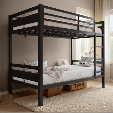 nesture. Bunk Bed Twin Over Twin, Heavy Duty Metal Bunkbeds with Full-Length Guardrail, Space-Saving Steel Bed for Kids & Adults, No Box Spring Required, Black nesture.