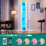 YITAHOME 71.45" Bookcase, 6 Shelves Corner Bookshelf with LED Light Modern, Tall Narrow Display Shelves, Wooden Free Standing Shelf, with Storage Organizer for Bedroom, Living Room, Home Office, White YITAHOME