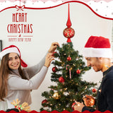 Gejoy Glass Christmas Finials Tree Topper Red Ornaments Spherical Blown Glass Xmas Tree Topper Finials with Carved Flowers Holiday Indoor Suitable for Party Decoration, 9.8inches Gejoy