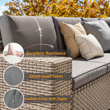 Aukreolis 12 Pieces Patio Furniture Set, Outdoor Sectional Wicker Sofa with Thickened Cushions and Coffee Table, High Back Rattan Patio Conversation Sets for Garden Backyard, Grey Aukreolis