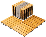 Idzo Set of 10 Premium Teak Deck Tiles, Distinctive Teak Wood Flooring with Innate Oil That Can Withstand Water & Weather Elements, 3 Seconds Snap-Lock Teak Shower Tiles with Stable Mesh Base, 6 Slats IDZO