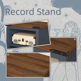 Joaxswe Record Player Stand with Vinyl Record Storage,Navy Blue Record Player Table Holds up to 160 Albums,Large Wood Turntable Stand Cabinet Dispaly Shelf for Living Room,Bedroom,Office Joaxswe