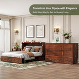 EITACHUL Solid Wood Murphy Storage Bed: Queen Size Murphy Bed with USB Port and Strong Drawer for Bedroom/Guest Room/Living Room（Mattress Not Included） Shadow Black-16 EITACHUL