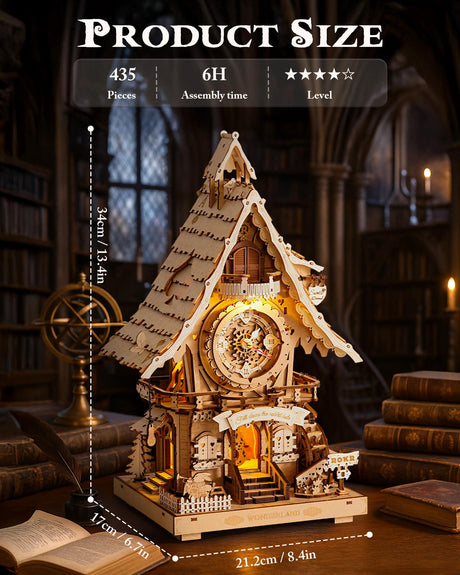 ROKR 3D Wooden Puzzles for Adults,Wooden Clock Model kit,435 Piece 3D Puzzles,Ideal Gift for Adults and Teens ROKR