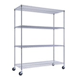 60" x 24" x 72" Chrome Silver 4-Tier Wire Shelving NSF 2400 LBS Max Capacity Heavy Duty Steel Storage Rack for Commercial, Residential, Warehouse, Stimulate Living