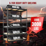 BIG RED 5 Tier Heavy Duty Garage Storage Shelving: Adjustable Metal Utility Shelving Rack for Garage, Basement, Pantry, Closet - 3,000lb Capacity (72"x48"x24") Black BIG RED