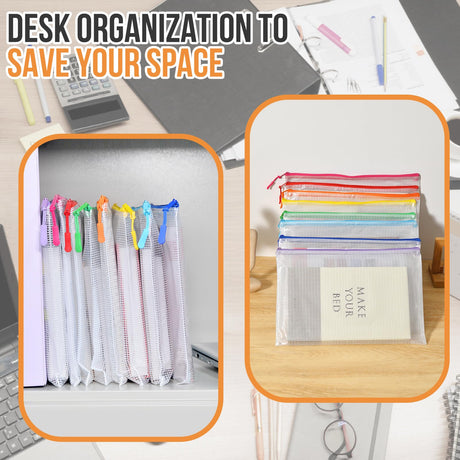 24pcs Mesh Zipper Pouch File Bags Puzzle Storage Bags, A3 17x12 Inches Large Reusable Zipper Pouches for Organizing Classroom Board Game Organization YOPCDJ