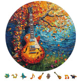 Wooden Puzzle for Adults, Autumn Jigsaw Puzzle, Guitar Wooden Jigsaw Puzzles, Thanksgiving Garden Puzzle, Beautiful Wooden Puzzle with Box Birthday Gifts for Adults and Kids(11.2 * 11.2in-200pcs) Reouinty