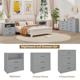 Zhiseek 3 Drawer Dresser for Bedroom, Wood Samll Chest of Drawers with Wide Storage Organizer, Mid-Century Modern Tall Nightstand for Closet, Entryway, Hallway, Grey Zhiseek