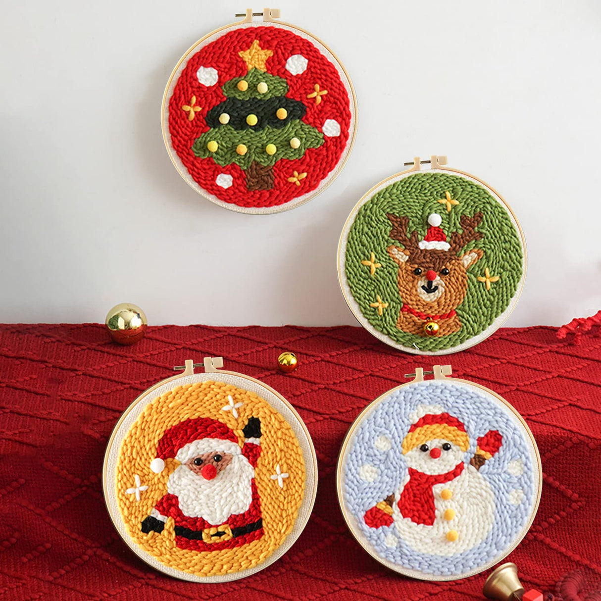 MSDADA 21PC Punch Needle Embroidery Kit - Adjustable Tool, Wooden Handle Pen, Hoops, Cloth, Big Eye Needles, Threaders (Pink) MSDADA