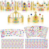 ZYNERY 47 PCS Golden Birthday Crowns with DIY Stickers Kit Paper Crown Party Hats for Kids Classroom School,Prince Princess Birth Decor Gift ZYNERY