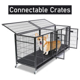 Homey Pet 37 inch Stackable Open Top Heavy Duty Dog Crate Cage for Medium Dog with Wheels and Removable Tray Homey Pet