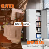 Aobabo 72" H Lockable Storage Cabinet with 4 Shelves, Office Furniture Metal Storage Organizer with Wheels for Home Office, Assembly Required, White Aobabo