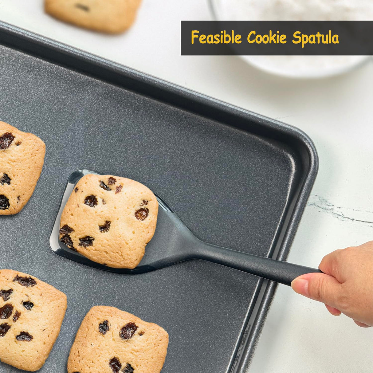 Silicone Spatula Set, 600°F Heat Resistant Silicone Spatula Turner Flipper for Cooking, Non Stick and Non Scratch Kitchen Utensils for Eggs, Burgers, Crepes, 2-Pack Solid Spatulas Set, Black Vovoly