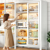 TVMCNA 67" Curio Display Cabinet for Collectibles 5 Tier Metal Storage Cabinet Curio Cabinet with Glass Doors, Tall Display Case Bookshelf with Doors for Living Room, Kitchen, Pantry TVMCNA