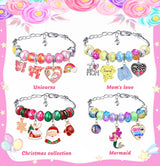 Girls Charm Bracelet Making Kit - Unicorn Jewelry Supplies Make Set DIY Art Craft Set Charm Bracelets Kits Creative Birthday Gifts for Kids Age 6 7 8 9 10 11 12 Year Old Girl Little Children Girl Toys COO&KOO