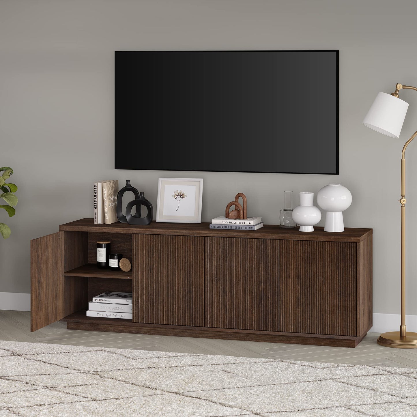 Henn&Hart Hanson TV Stand, 70" Wide, Brown