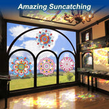 MEIEST 6 PCS Diamond Art Painting Kits for Suncatchers Mandala Art Stained Glass Window Clings, Mosaic Painting by Numbers,Window Film Static Clings 3D Decals,Art Craft Supplies (5) MEIEST
