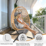 Hoffeorrad Hanging Egg Chair with Stand & Cushions - All-Weather Rattan Swing Chair for Patio, Balcony, Garden (Modern Boho Design, Ready-to-Use Indoor Outdoor) Hoffeorrad