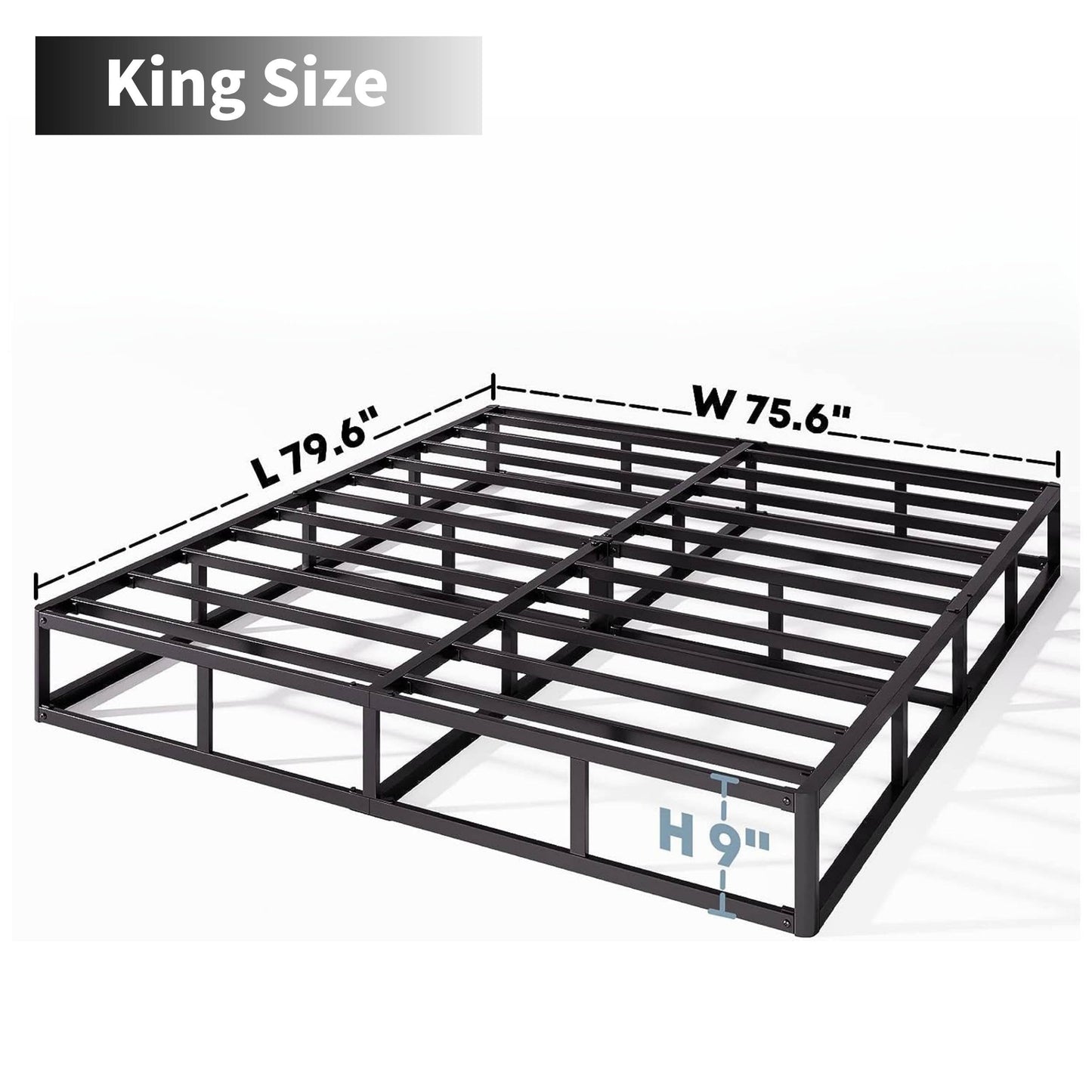 HUEIIS King Box Spring 9 Inch High Profile Strong Metal Frame Mattress Foundation, Quiet Noise-Free,Easy Assembly, 3000lbs Max Weight Capacity